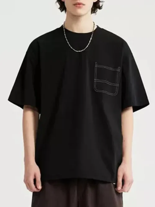 Custom Made Cream Minimalist Pocket T shirt - Image 5