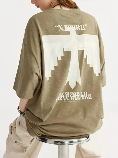 Alternative view of Custom Olive green trendy print short-sleeved t shirt for women