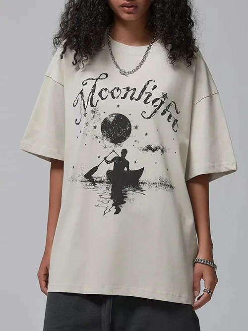 Custom Starry Sky Canoe Printing Loose Fit T hirt - Image 3