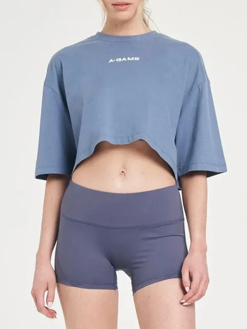 Customize sports cropped navel baring T-shirt