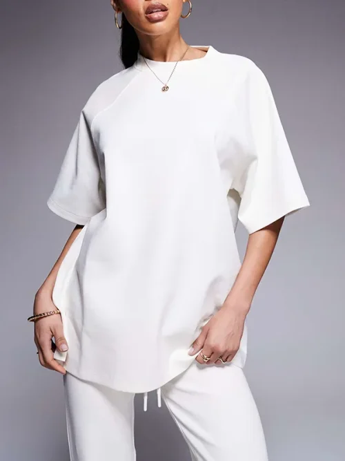 Lazy style raglan sleeve sweatshirt set custom - Image 4