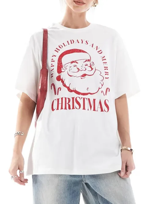 Custom Red Christmas Print T shirts