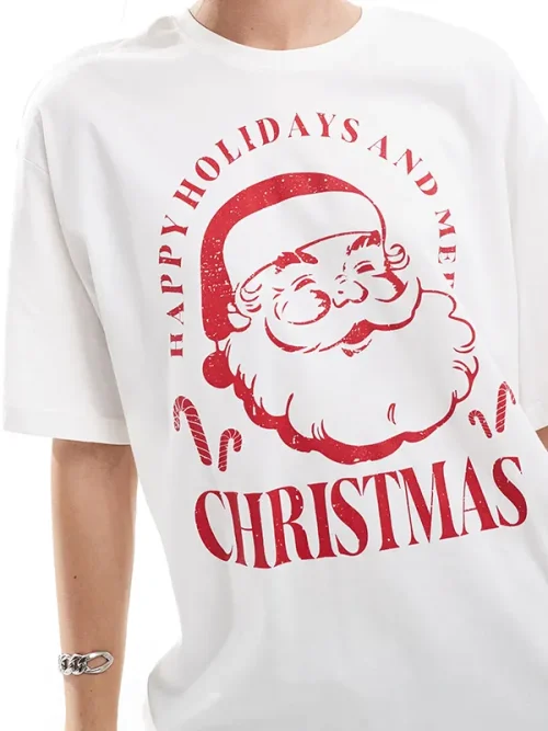 Custom Red Christmas Print T shirts - Image 3