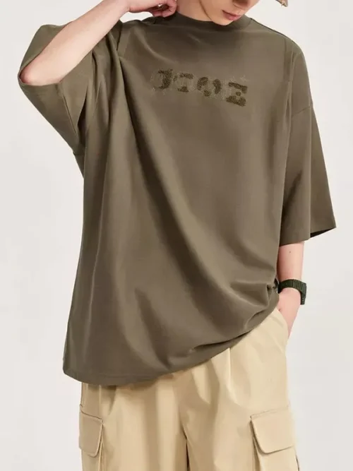 Alternative view of Custom camouflage print army green loose short sleeved t shirt design