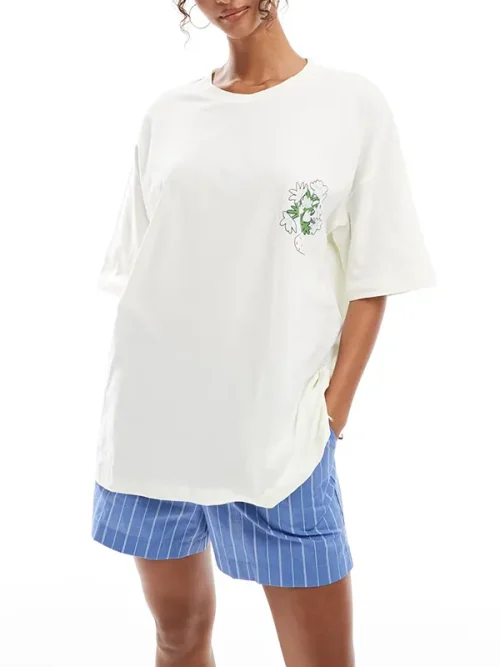 Custom picture printed loose white t shirt