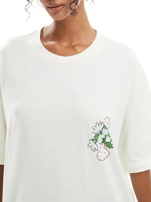 Alternative view of Custom picture printed loose white t shirt