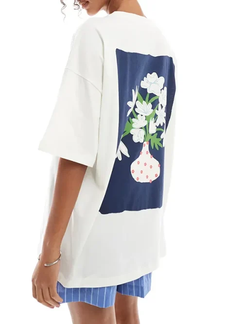 Custom picture printed loose white t shirt - Image 3