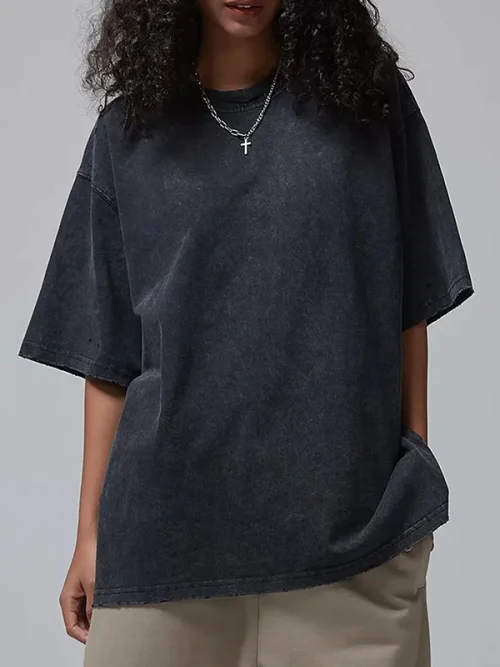 Alternative view of Custom khaki washed cotton and linen t shirt apparel