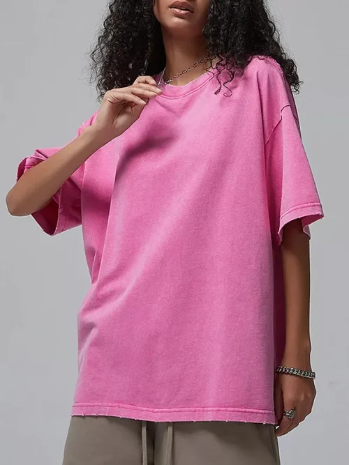 Custom khaki washed cotton and linen t shirt apparel - Image 3