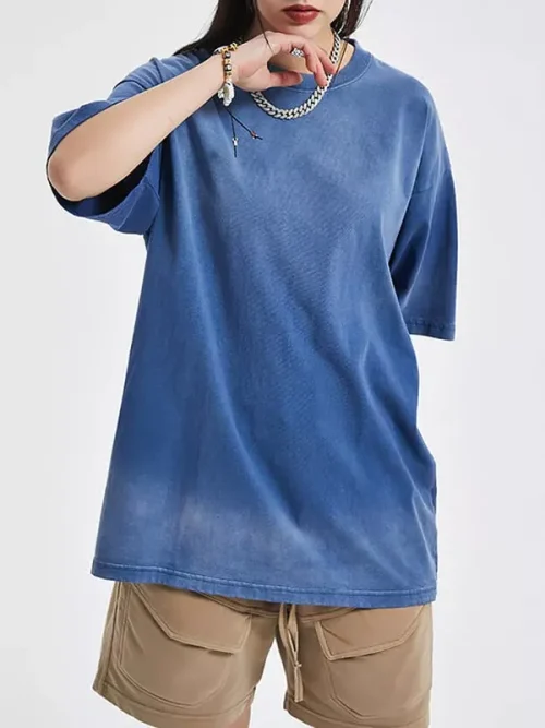 Alternative view of Custom washed cotton gradient short sleeves vintage t shirts