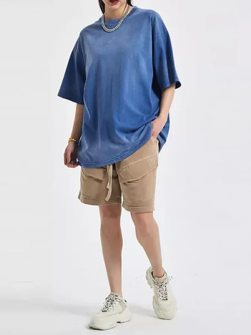 Custom washed cotton gradient short sleeves vintage t shirts - Image 4