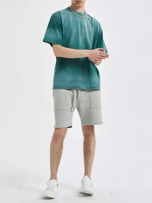 Custom washed cotton gradient short sleeves vintage t shirts - Image 5