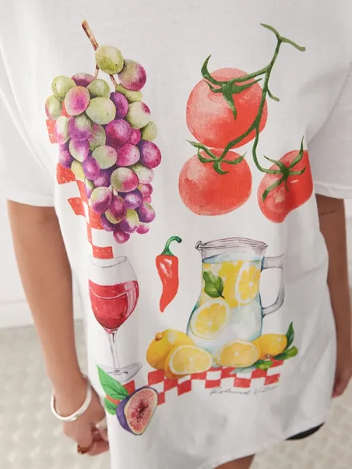 Alternative view of White T shirt custom fruit and vegetable print