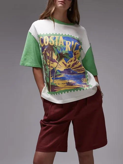 Custom tropical landscape pattern printed t-shirts