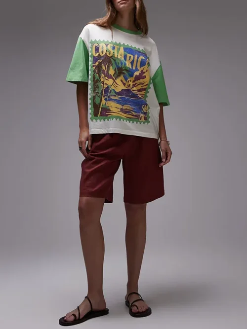 Custom tropical landscape pattern printed t-shirts - Image 4