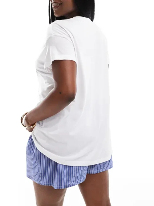 Alternative view of Custom double-sided stitching face embroidered white t shirts