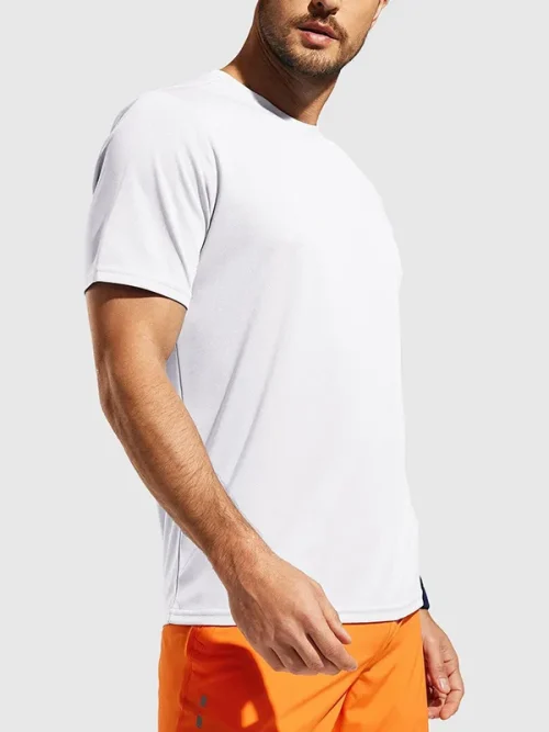 Alternative view of Custom men's pure white crew neck running t shirts