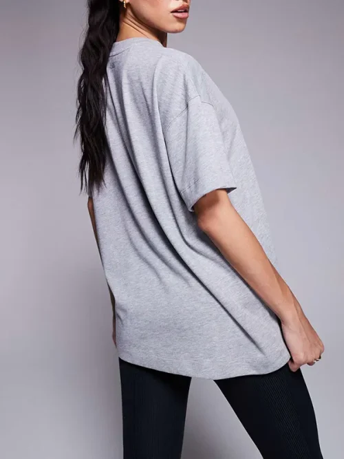 Alternative view of Loose cotton feel t shirts custom high-grade gray drop shoulder short sleeves