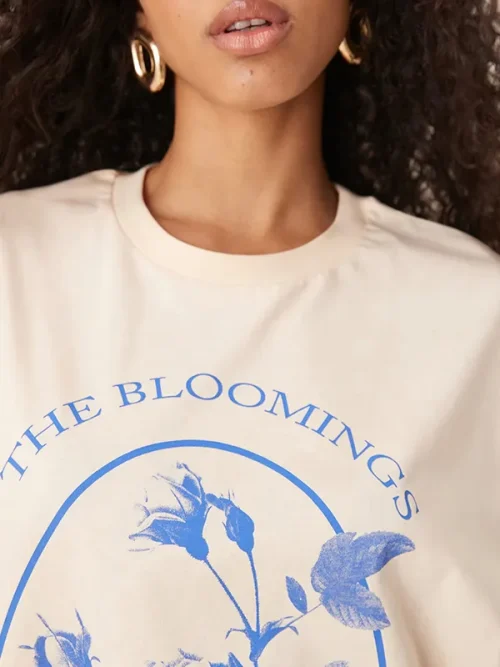 Customize loose-fitting short sleeves t shirt blue rose printing - Image 3
