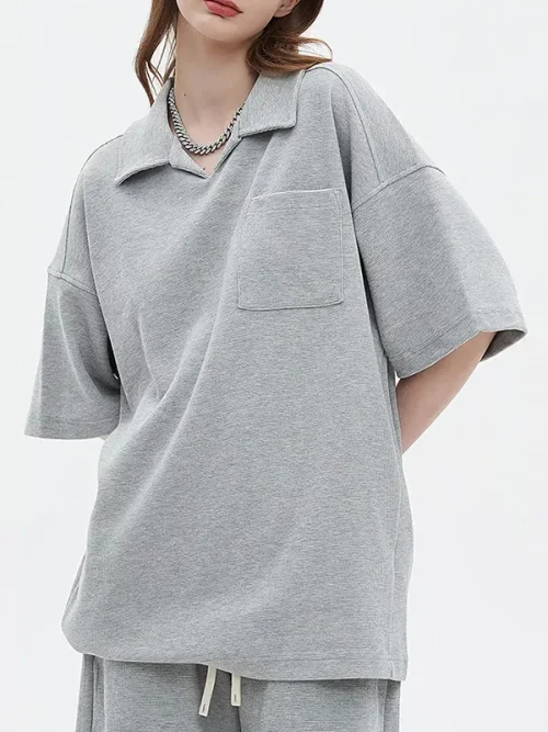 Polo t shirt custom soft cotton lapel short sleeves - Image 5