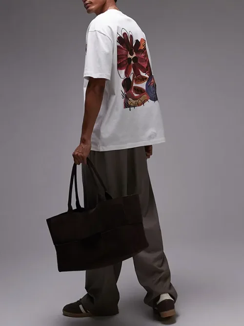 Custom design abstract floral print white t shirts - Image 4