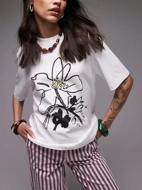 Alternative view of Custom black and white contrast print t-shirts