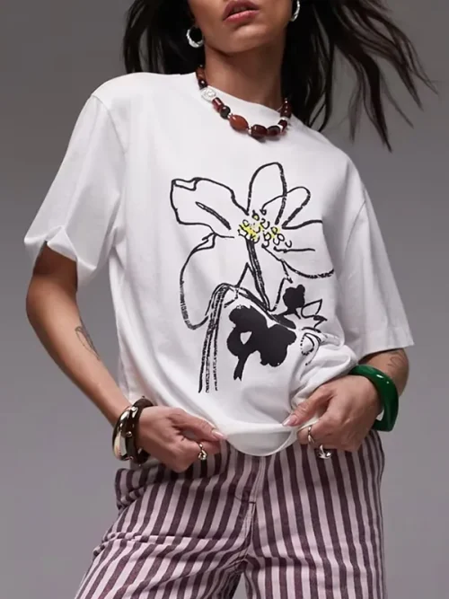 Custom black and white contrast print t-shirts
