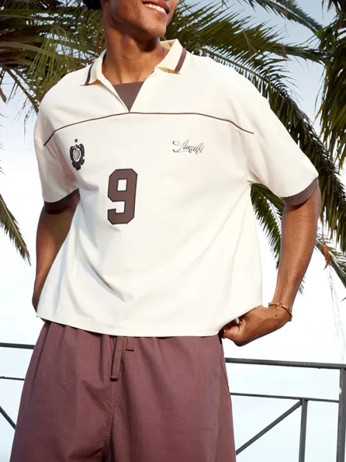 Custom off-white trim short sleeves printed polo t shirts