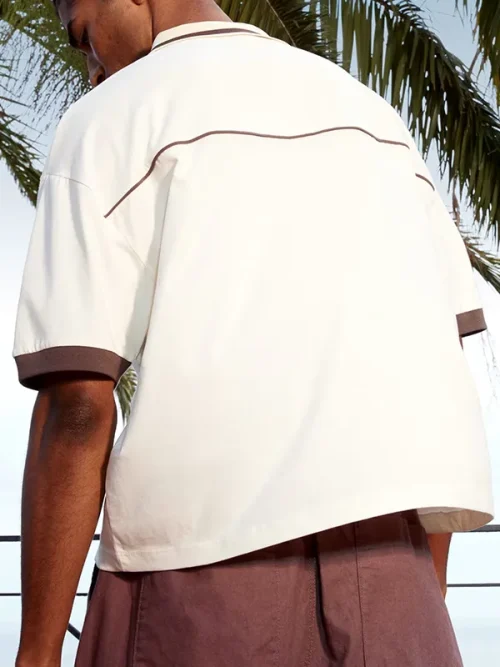 Alternative view of Custom off-white trim short sleeves printed polo t shirts