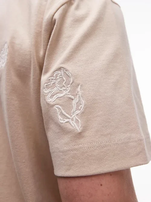 Custom minimalist off-white embroidered short sleeves t-shirts and embroidery - Image 3