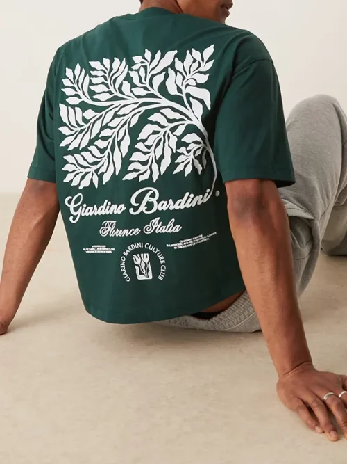 Alternative view of Print custom t shirts dark green loose style
