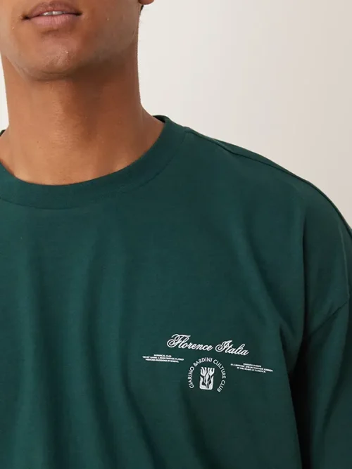 Print custom t shirts dark green loose style - Image 3
