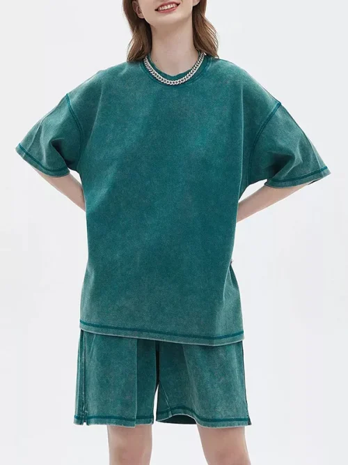 Custom design your own washed blue loose t shirts - Image 3