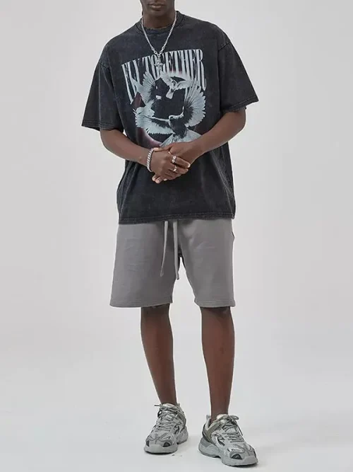 Alternative view of Custom three-dimensional printed black and gray vintage washed tee shirts