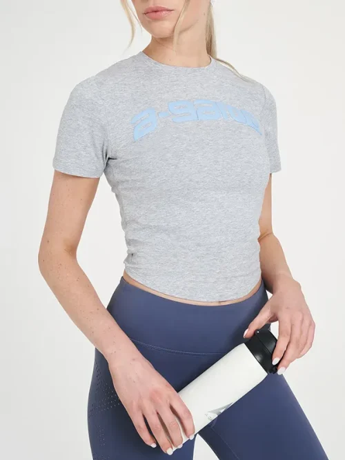 Customized light grey breathable cotton short-sleeved printed tee shirts