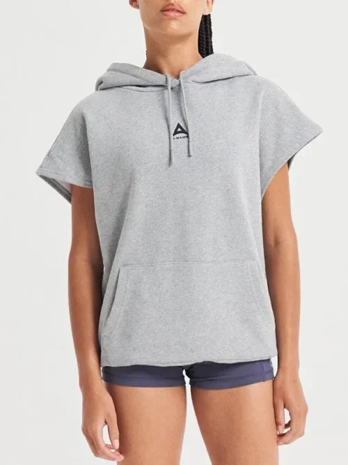 Custom cotton sleeveless hooded tee shirt design