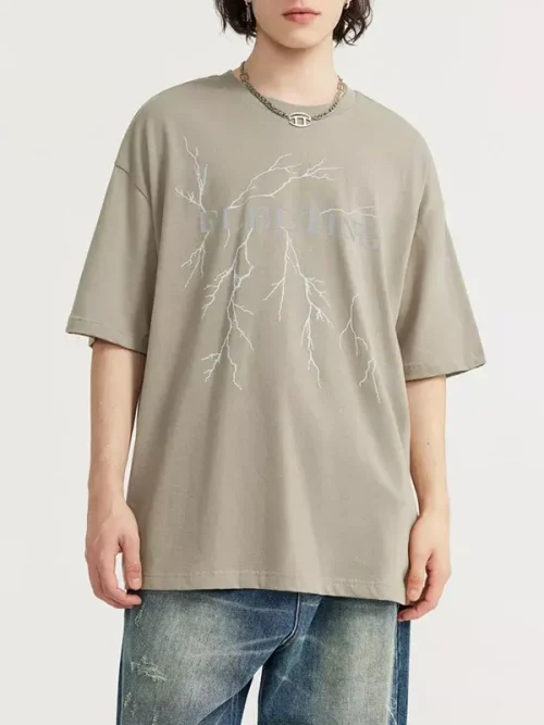 Custom green loose cotton short-sleeved tee shirt - Image 6