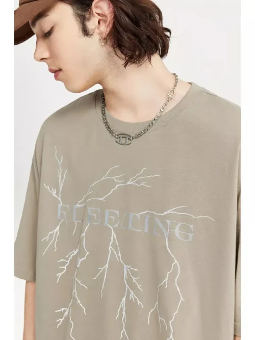 Custom green loose cotton short-sleeved tee shirt - Image 5