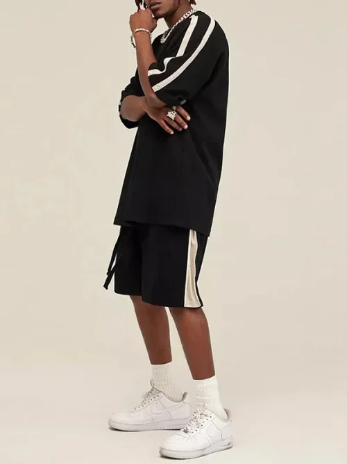 Alternative view of Customize your own loose short-sleeved sports striped stitching tee shirt