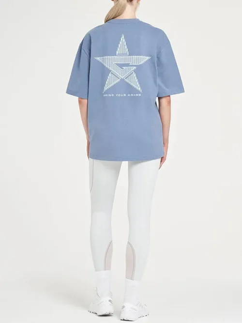 Custom Light blue loose short-sleeved tees shirts - Image 3