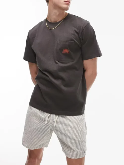 Alternative view of Custom pocket embroidered brown cotton tee shirts