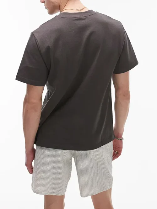 Custom pocket embroidered brown cotton tee shirts - Image 3