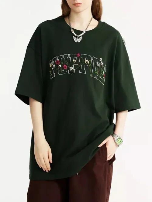 Custom loose embroidered tee shirts design your own logo - Image 3