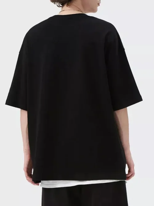 Cotton loose black short-sleeved tee shirt custom dimensional printing - Image 3