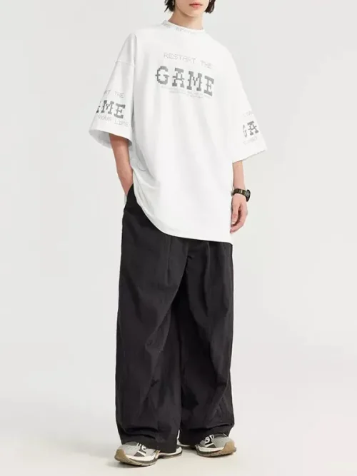 Tee shirts custom made Street style dropped shoulder sleeve loose - Image 5