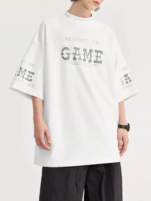 Tee shirts custom made Street style dropped shoulder sleeve loose - Image 4