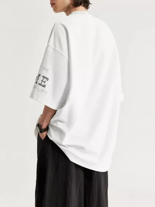 Tee shirts custom made Street style dropped shoulder sleeve loose - Image 3