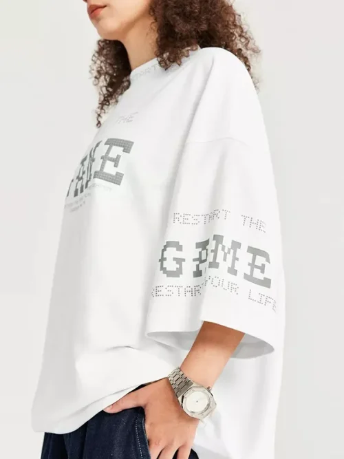 Alternative view of Tee shirts custom made Street style dropped shoulder sleeve loose