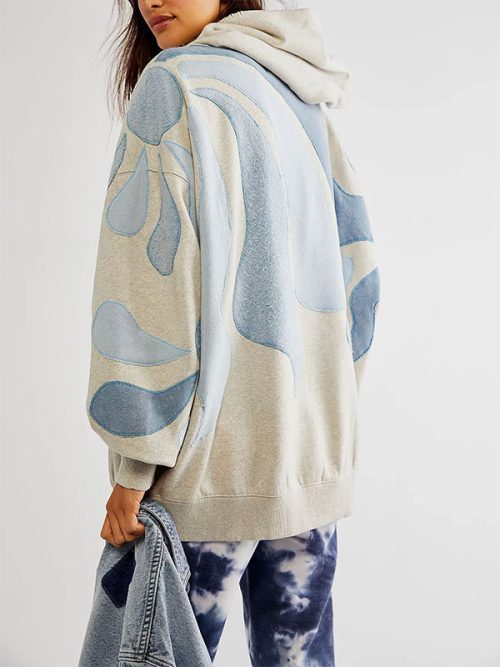 Alternative view of Custom pplique embroidery fashion loose white hoodie