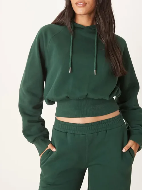Customize your dark green cropped hoodie sweatshirt